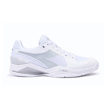 Men`s Blushield Torneo 3 Tennis Shoes White and Silver DIADORA