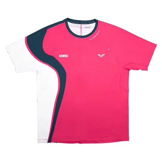 Men`s Rublev Oz Motion Free Pattern Tennis Shirt Neon Blaze and Stargazer K-SWISS M Pink