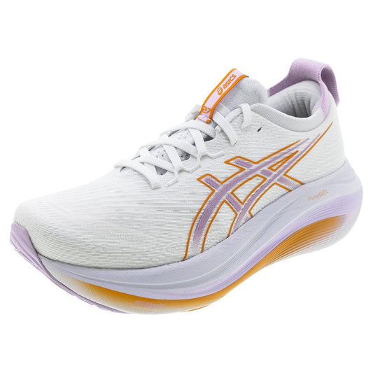 Women`s GEL-Nimbus 27 Running Shoes White and Light Ube ASICS 6 White