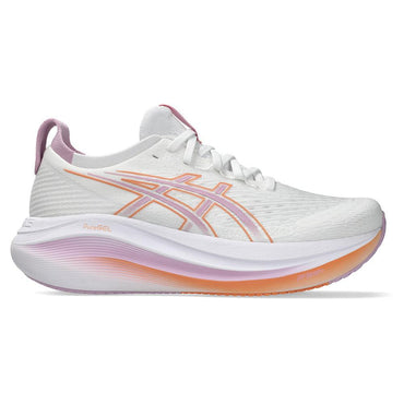 Women`s GEL-Nimbus 27 Running Shoes White and Light Ube ASICS