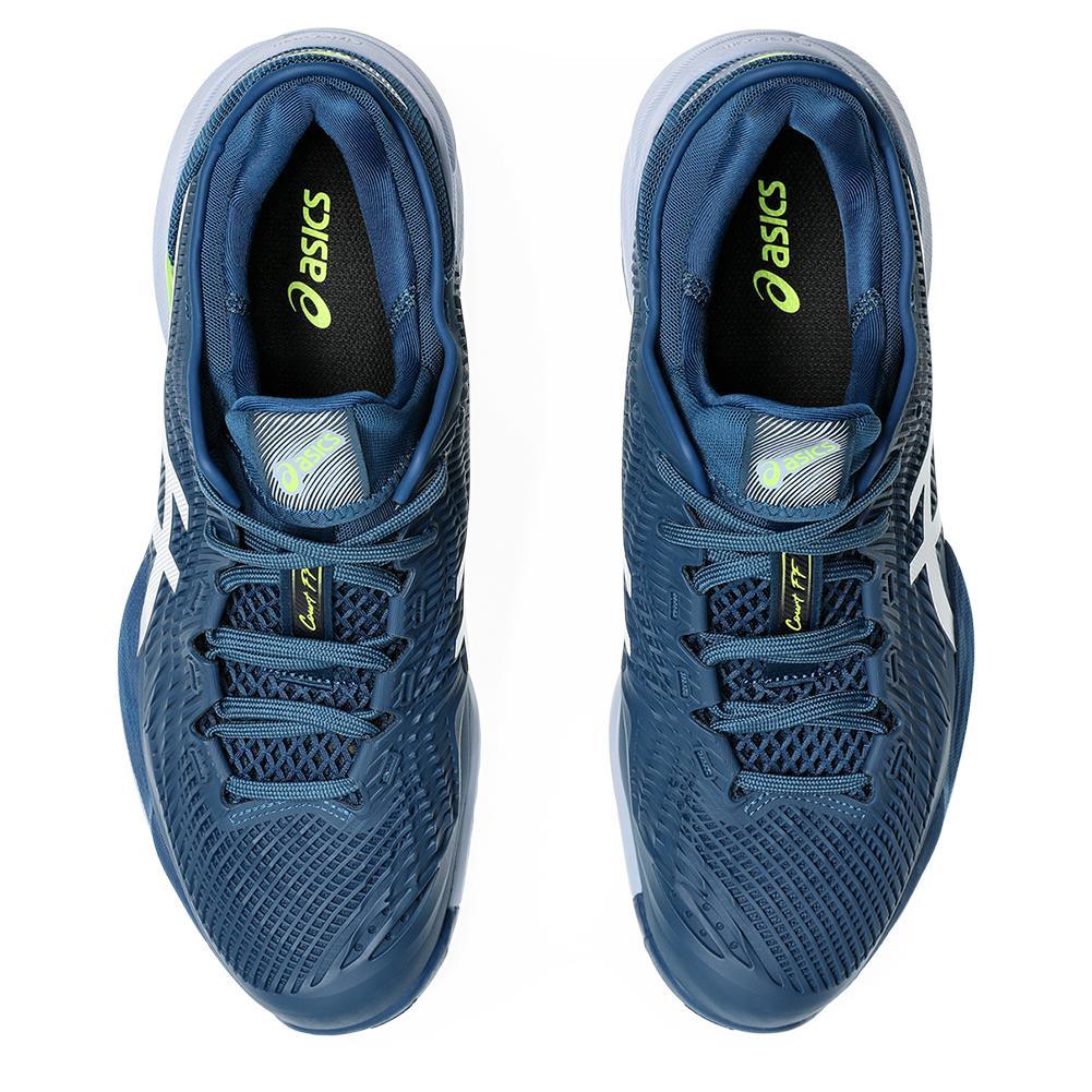 Mens Court FF 3 Tennis Shoes Mako Blue and White Top Tennis Shoes ASICS