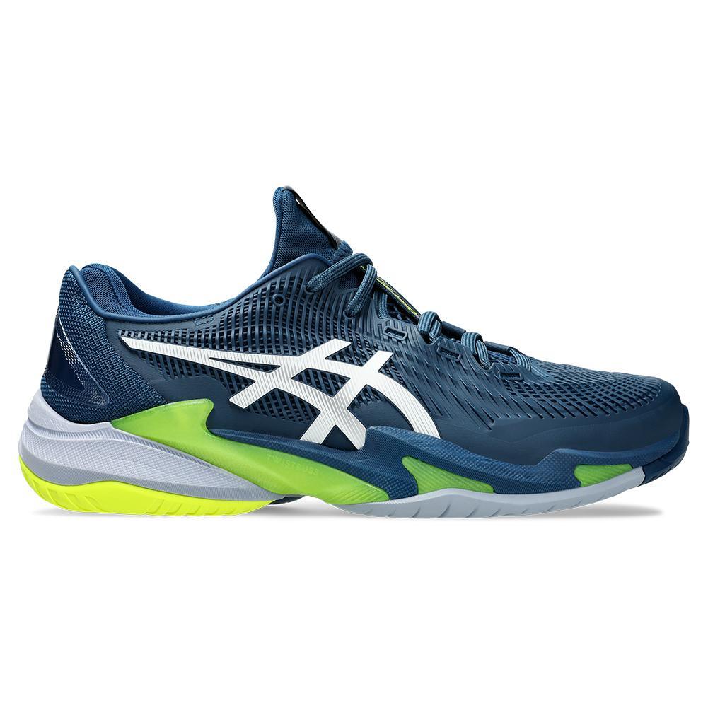 Mens Court FF 3 Tennis Shoes Mako Blue and White Top Tennis Shoes ASICS