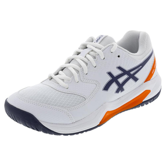 Men`s GEL-Dedicate 8 Tennis Shoes White and Indigo Fog ASICS 6 White