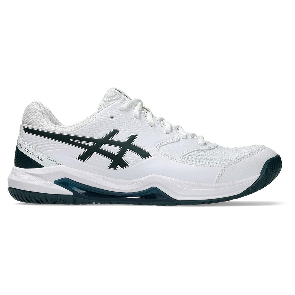 Men`s GEL-Dedicate 8 Tennis Shoes White and Saxon Green ASICS