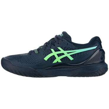 Men`s Gel-Resolution 9 Tennis Shoes Navy Blue Lime Burst TOURNAMENT GEAR ASICS
