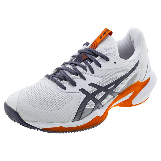 Men`s Solution Speed FF 3 Clay Tennis Shoes White and Greyish Purple ASICS 6 White