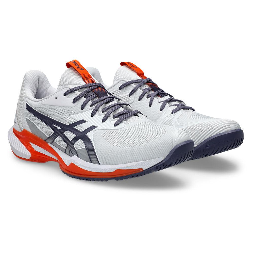 Men`s Solution Speed FF 3 Tennis Shoes White and Greyish Purple ASICS