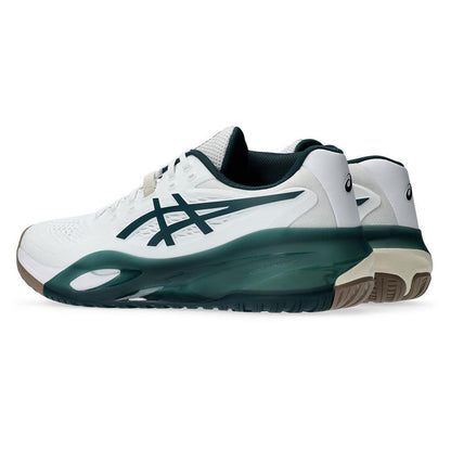 Men`s GEL-Resolution X Tennis Shoes White and Saxon Green ASICS