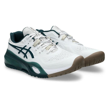 Men`s GEL-Resolution X Tennis Shoes White and Saxon Green ASICS