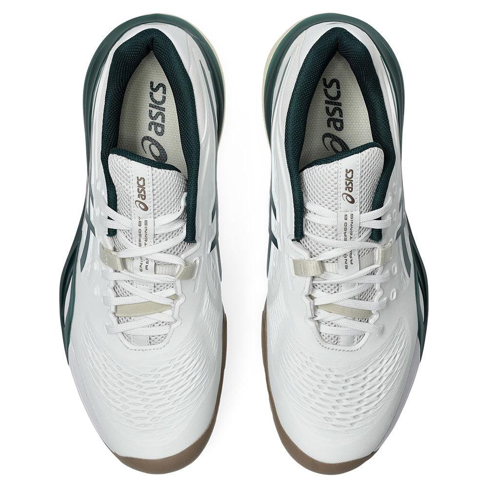 Men`s GEL-Resolution X Tennis Shoes White and Saxon Green ASICS