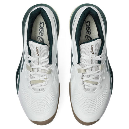 Men`s GEL-Resolution X Tennis Shoes White and Saxon Green ASICS