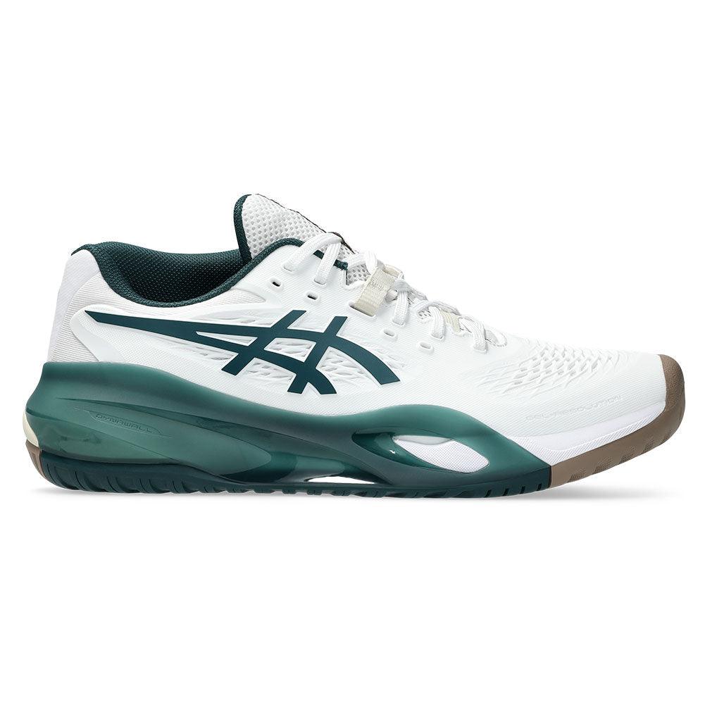 Men`s GEL-Resolution X Tennis Shoes White and Saxon Green ASICS