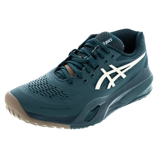 Men`s GEL-Resolution X Wide Tennis Shoes Saxon Green and Birch ASICS 7 Green