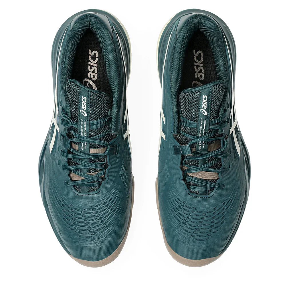 Men`s GEL-Resolution X Wide Tennis Shoes Saxon Green and Birch ASICS