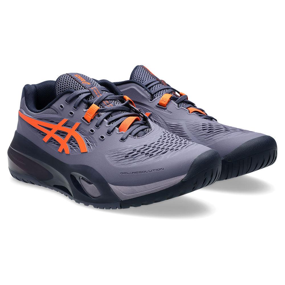 Men`s GEL-Resolution X Wide Tennis Shoes Greyish Purple and Nova Orange ASICS