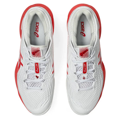 Men`s Court FF 3 Novak Tennis Shoes White and Electric Red ASICS