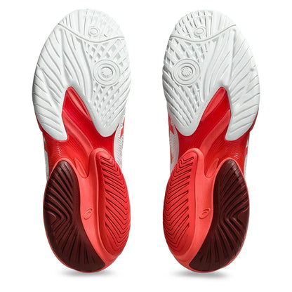 Men`s Court FF 3 Novak Tennis Shoes White and Electric Red ASICS