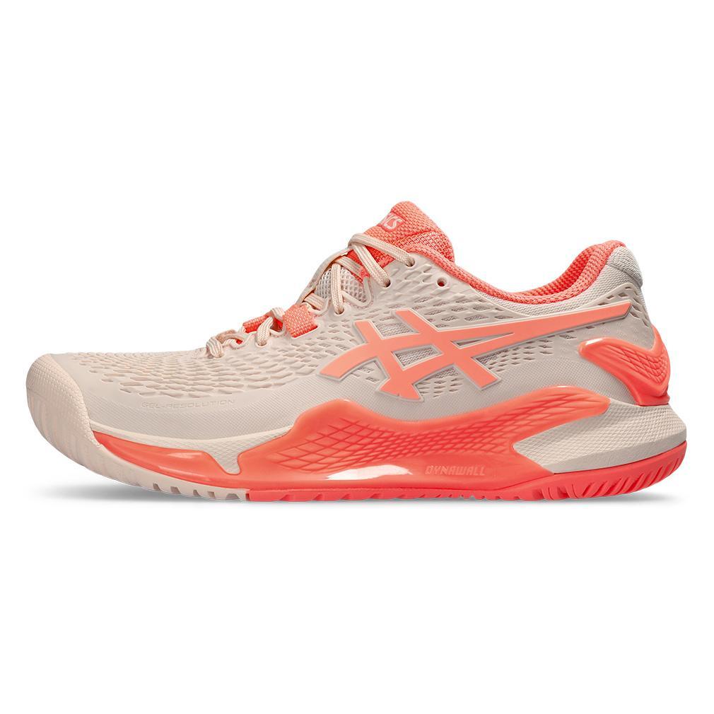 Women's Gel-Resolution 9 Tennis Shoes Pearl Pink and Sun Coral Womens Shoes ASICS 5.5