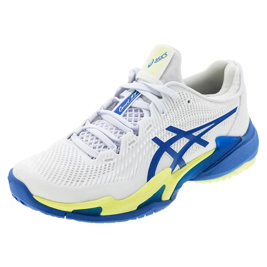 Women`s Court FF 3 Tennis Shoes White and Illusion Blue ASICS 5 White