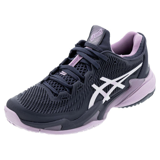 Women`s Court FF 3 Tennis Shoes Indigo Fog and White ASICS 5 Black