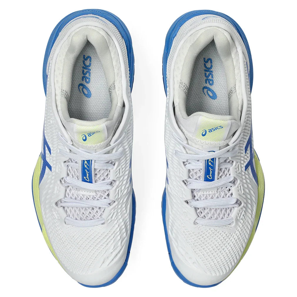 Women`s Court FF 3 Tennis Shoes White and Illusion Blue ASICS