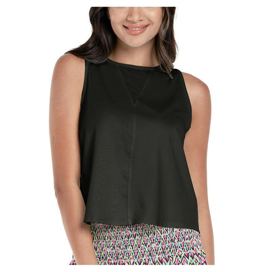 Women's Pleats Please Tennis Tank Womens Apparel LUCKY IN LOVE Black XS