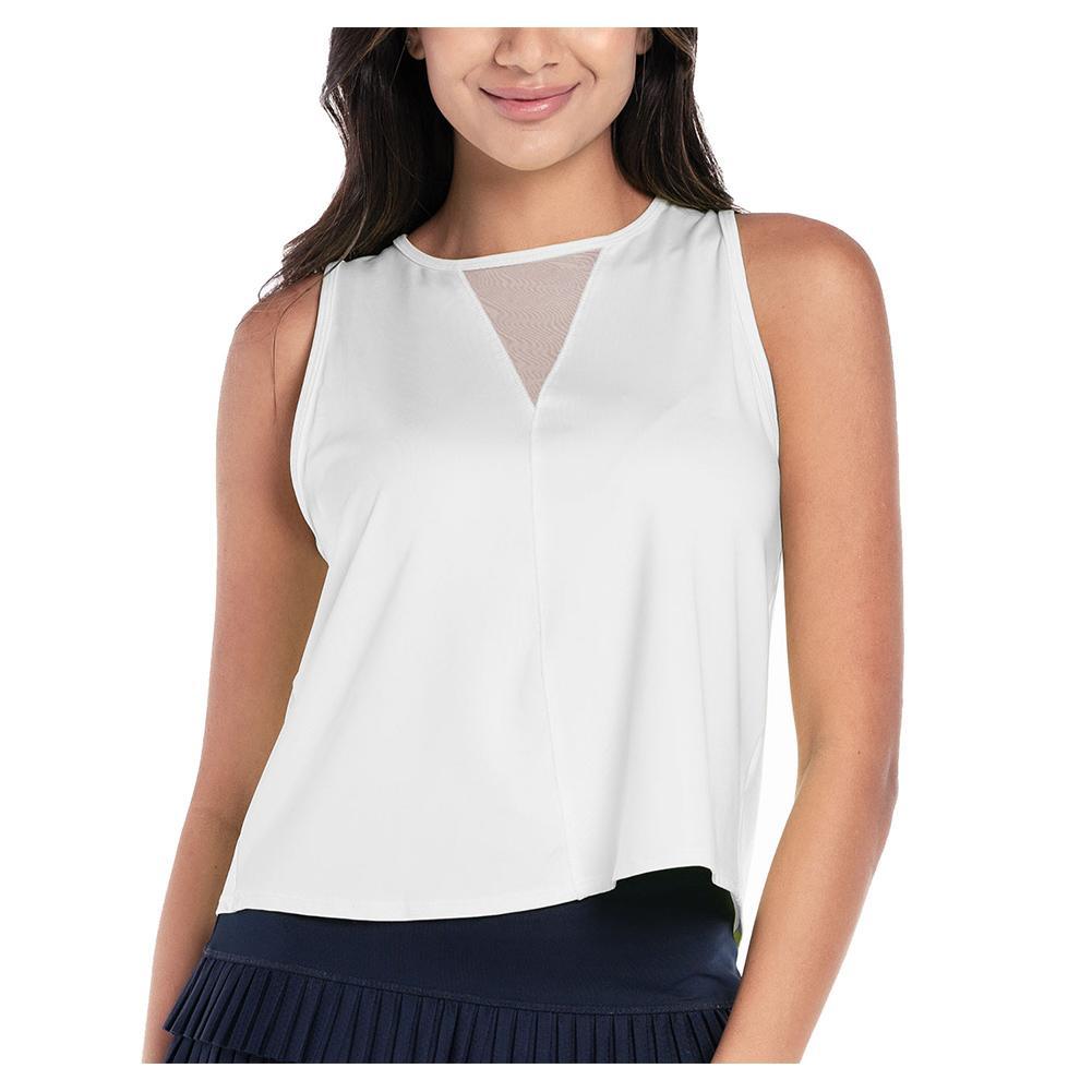 Women's Pleats Please Tennis Tank Womens Apparel LUCKY IN LOVE White XS
