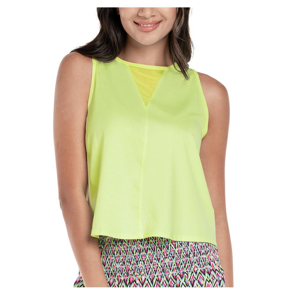 Women's Pleats Please Tennis Tank Womens Apparel LUCKY IN LOVE Yellow XS