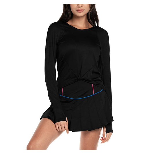 Women's Wrap it Up Long Sleeve Tennis Top Womens Apparel LUCKY IN LOVE Black XS