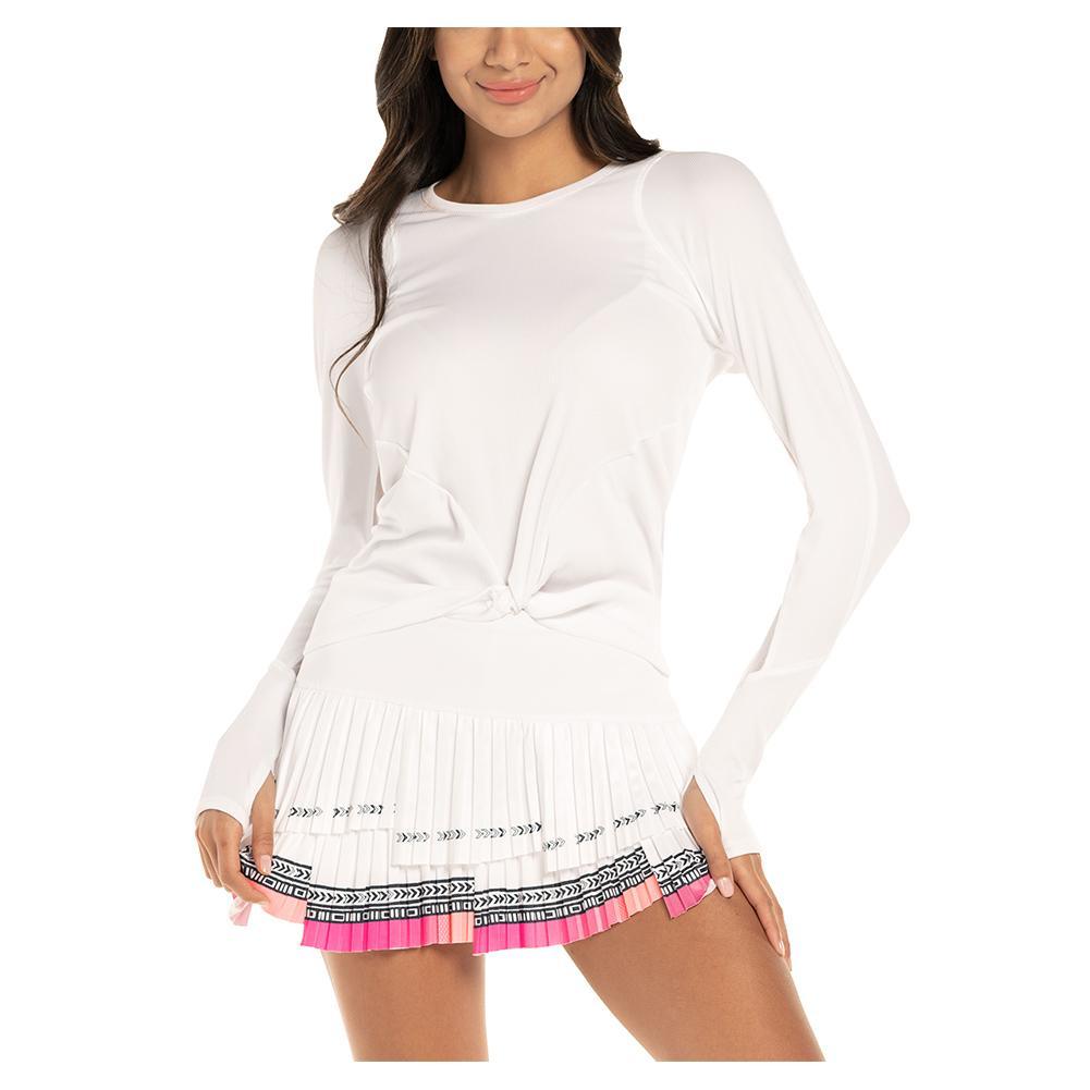 Women's Wrap it Up Long Sleeve Tennis Top Womens Apparel LUCKY IN LOVE White XS
