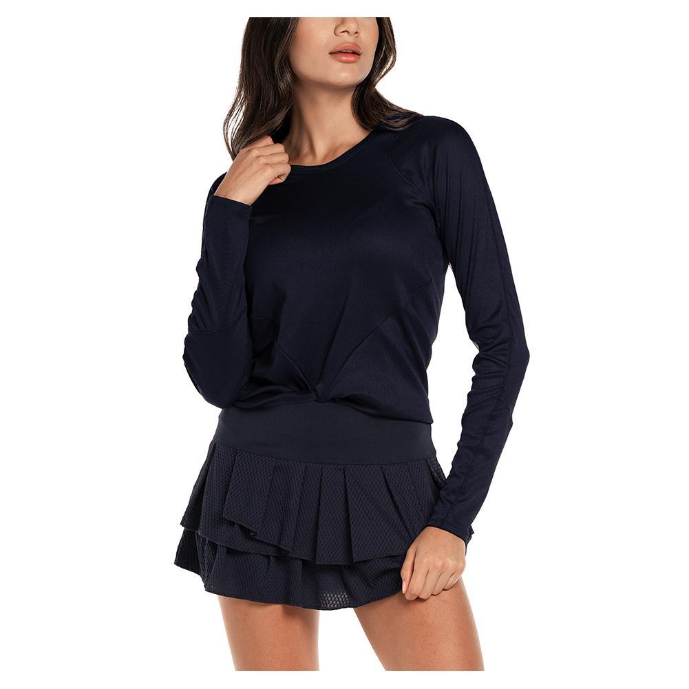 Women's Wrap it Up Long Sleeve Tennis Top Womens Apparel LUCKY IN LOVE Midnight XS