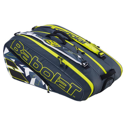 Pure Aero RHx12 Tennis Bag Grey and Yellow Tournament Gear BABOLAT Grey