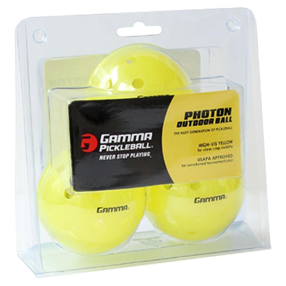 Photon Outdoor Pickleball Ball 3 Pack Pickleballs GAMMA Yellow