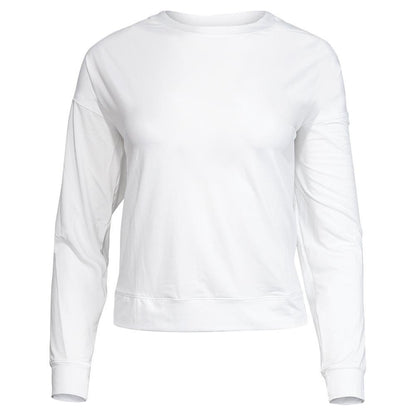 Women's LUV Hype Long Sleeve Tennis Top Womens Apparel LUCKY IN LOVE White XS
