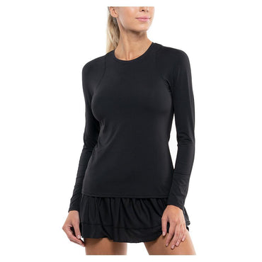 Women's LUV Breeze Long Sleeve Tennis Crew Womens Apparel LUCKY IN LOVE Black XS