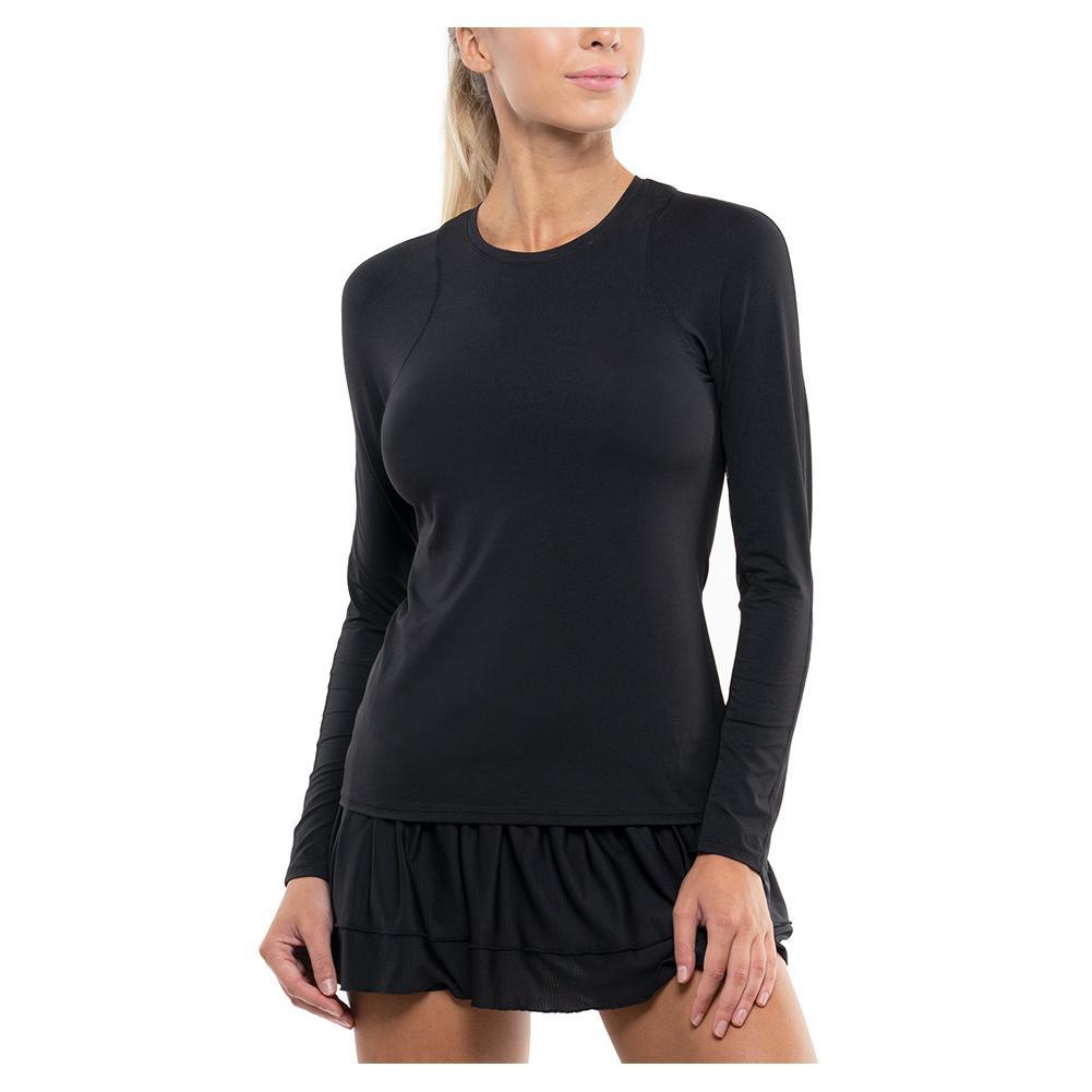 Women's LUV Breeze Long Sleeve Tennis Crew Womens Apparel LUCKY IN LOVE Black XS