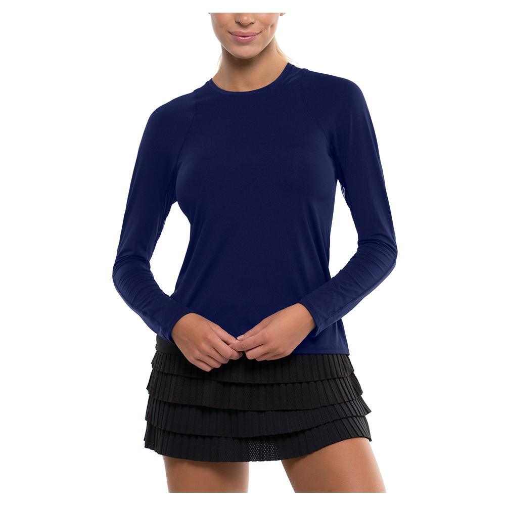 Women's LUV Breeze Long Sleeve Tennis Crew Womens Apparel LUCKY IN LOVE Midnight XS