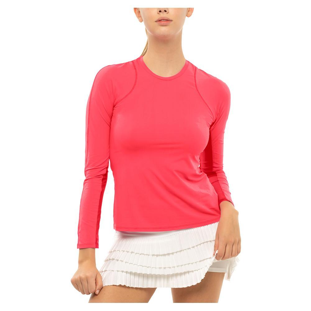 Women's LUV Breeze Long Sleeve Tennis Crew Womens Apparel LUCKY IN LOVE Crush XS