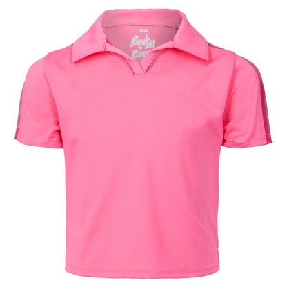 Girls` Cropped Tennis Polo Girls Apparel LUCKY IN LOVE Pink 2XS