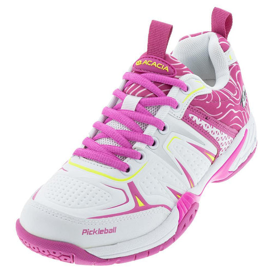 Women`s DinkShot Pickleball Shoes White and Pink Womens Shoes ACACIA 6