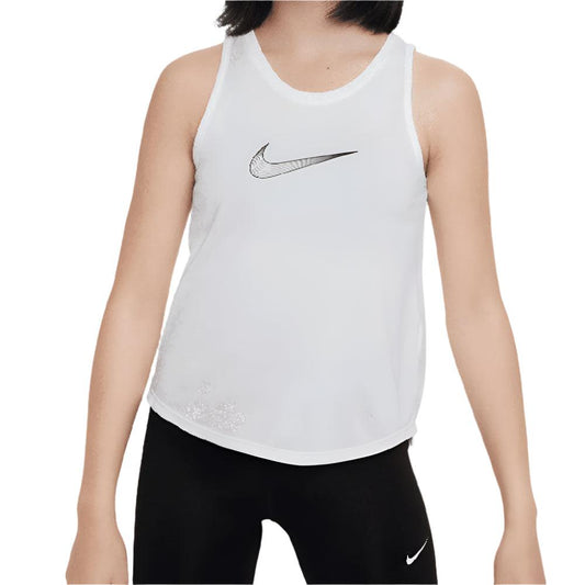 Girls' Dri-FIT One Training Tank White and Black Training NIKE XS