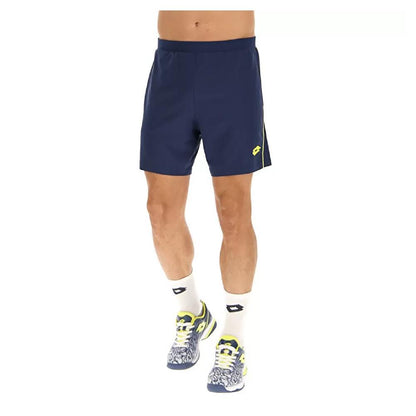 Men's Superrapida V Pickleball Short Dark Denim and Acid Yellow Pickleball Apparel LOTTO S