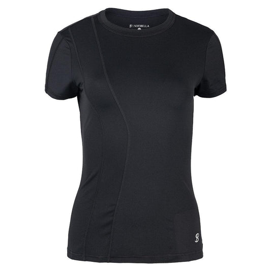 Women`s Short Sleeve Tennis Top WOMENS TEAM GEAR SOFIBELLA Black XS