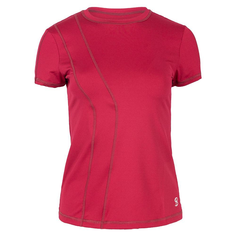 Women`s Short Sleeve Tennis Top WOMENS TEAM GEAR SOFIBELLA Maroon XS