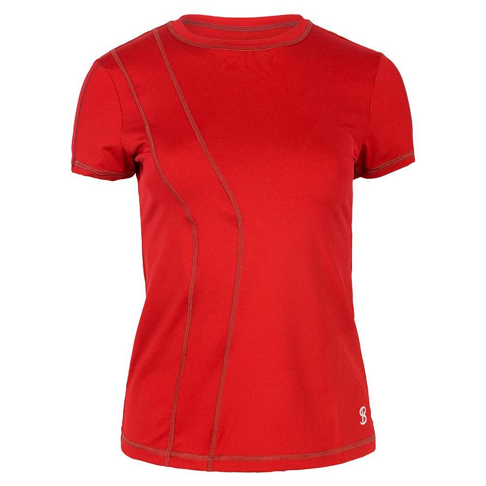 Women`s Short Sleeve Tennis Top WOMENS TEAM GEAR SOFIBELLA Red XS