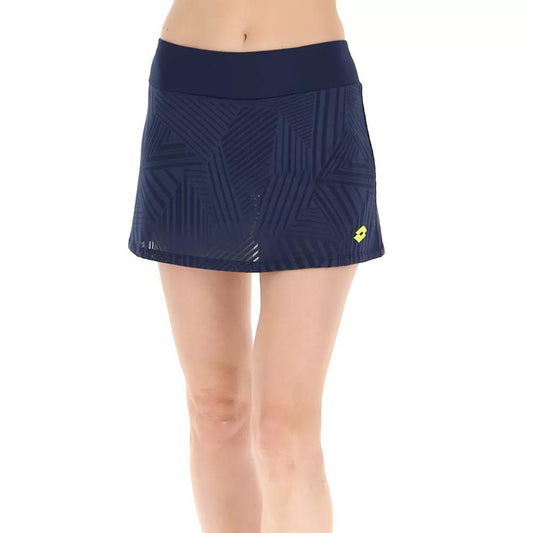 Women's Superrapida V Pickleball Skort Dark Denim and Acid Yellow Pickleball Apparel LOTTO XS