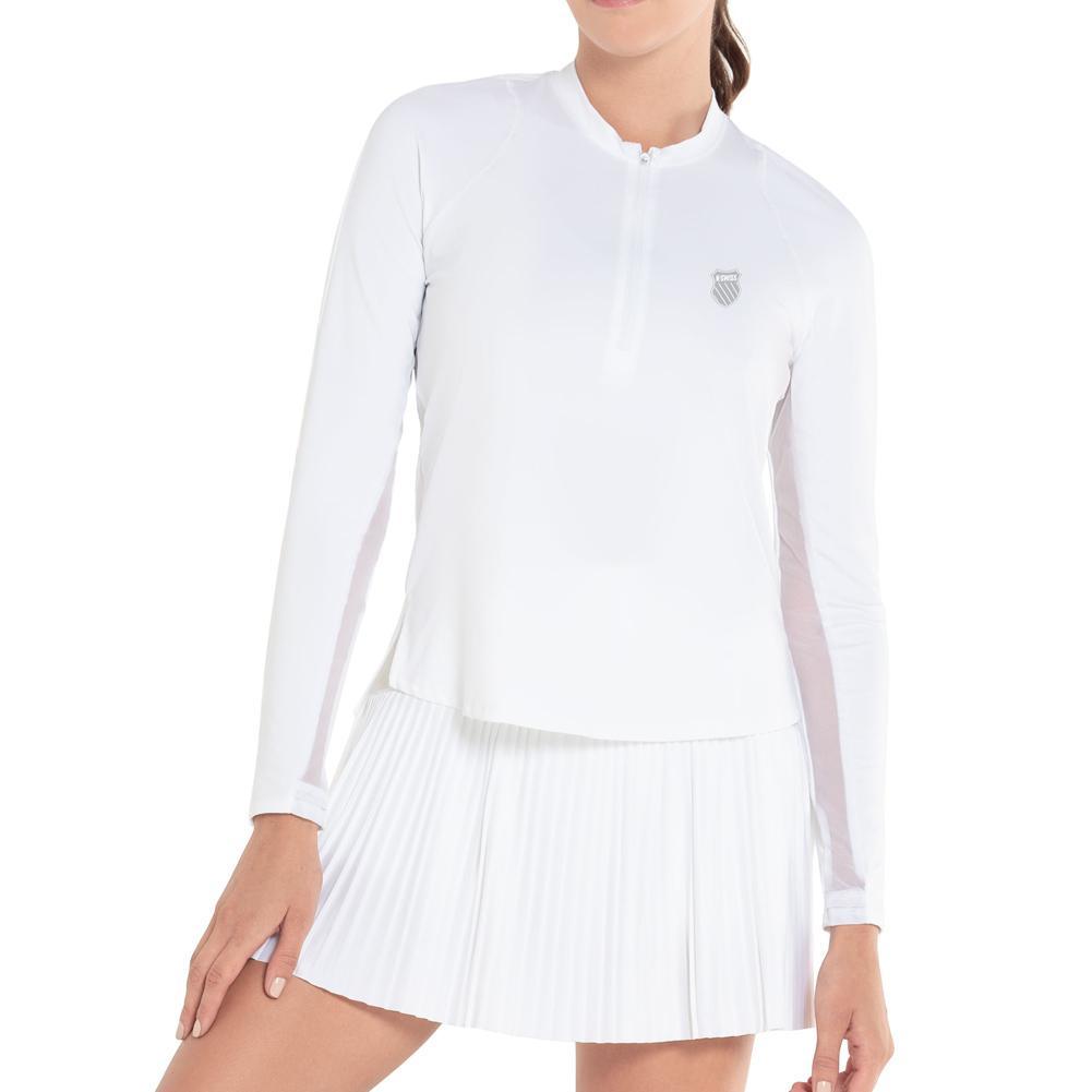 Women's Excel Zip Tennis Long Sleeve Womens Apparel K-SWISS White XS