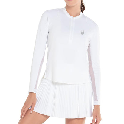 Women's Excel Zip Tennis Long Sleeve Womens Apparel K-SWISS White XS