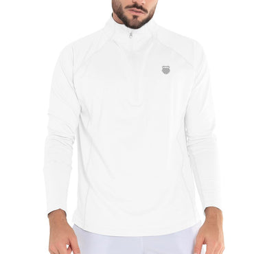 Men's Swift 1/4 Zip Tennis Long Sleeve Tournament Gear K-SWISS White S