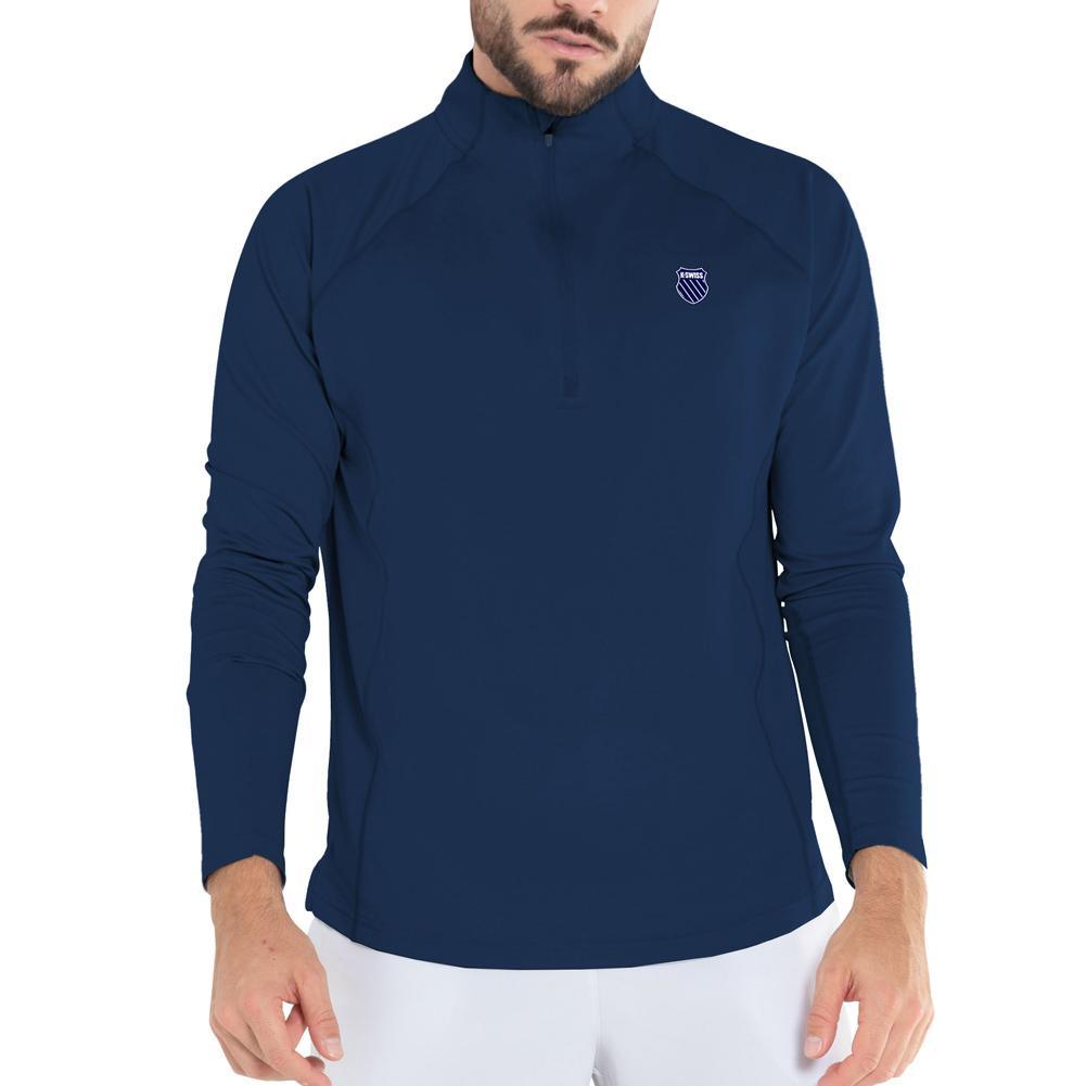 Men's Swift 1/4 Zip Tennis Long Sleeve Tournament Gear K-SWISS Blue S